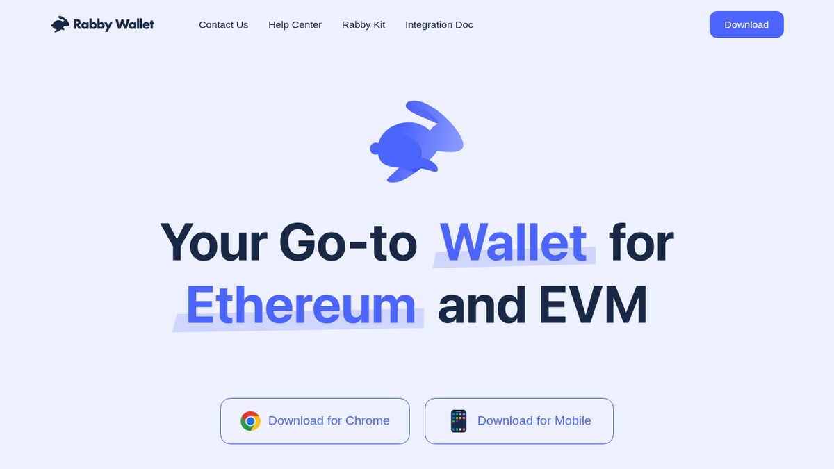 The Rabby Wallet website showing the multi-chain EVM wallet interface